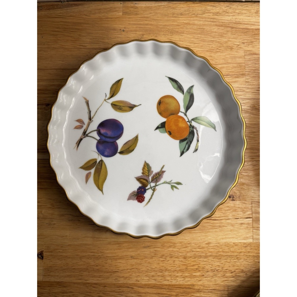 Royal Worcester Evesham‎ Gold Pattern Quiche Fluted Edge Bakeware